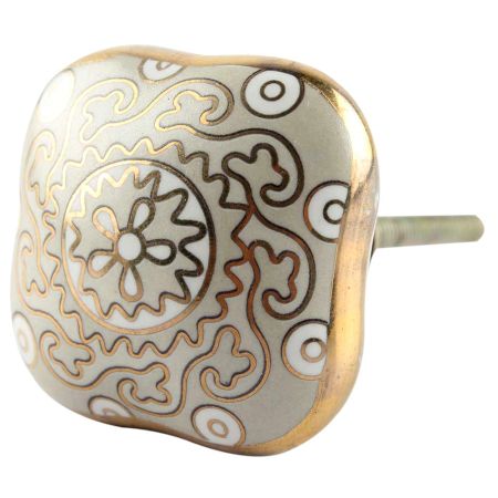 Light Grey Square Ceramic Knob